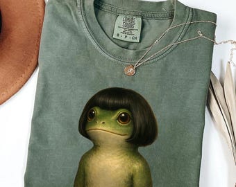 Camiseta con meme de corte de pelo bob de rana, camiseta con gráfico viral de rana, atuendo con humor sarcástico, ropa Comfort Colors.