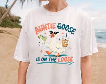 Camiseta "Tía Ganso suelta", Nueva camiseta de la tía Ganso, Regalo de cumpleaños para la tía, Camiseta para reunión familiar, Regalo genial para la tía, Camiseta de la tía del caos