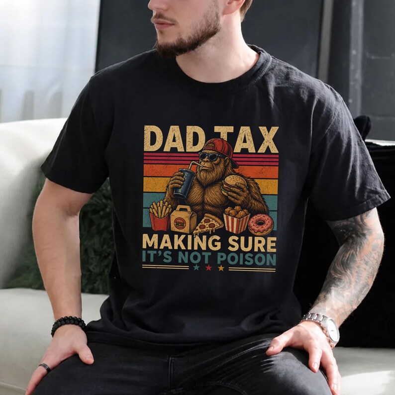 Retro Bigfoot Dad Tax Shirt cool camping hiking dad life graphic t-shirt