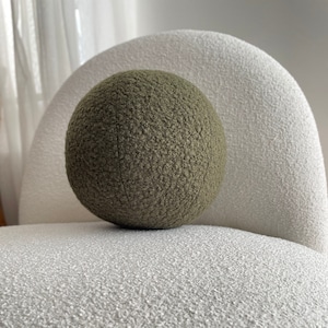 Olive Green New Boucle Ball Pillow,Teddy Ball Cushion,Best seller,Home Decor,modern minimalist, sale, scandinavian