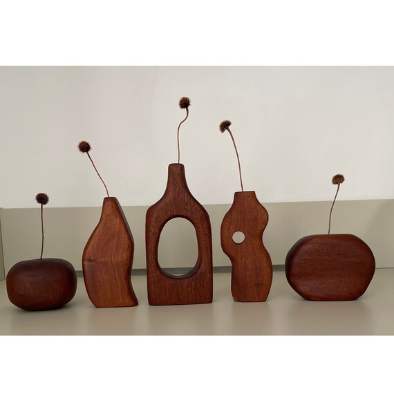 Unique Handcrafted Mahogany Wood Vase – Modern, Sustainable Design