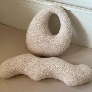 Amorphous Boucle pillow | Handmade Cushion| Minimalist Decor | Asymmetrical Design | Neutral Earthy Tones