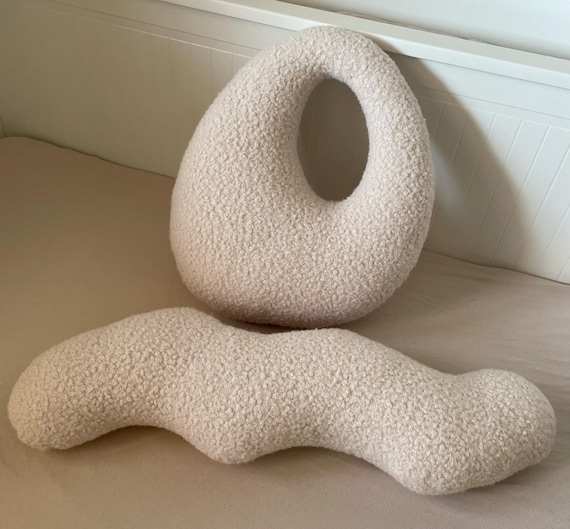 Amorphous Boucle pillow | Handmade Cushion| Minimalist Decor | Asymmetrical Design | Neutral Earthy Tones