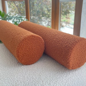 Oreiller traversin bouclé à la cannelle - Oreiller confortable - Oreiller best-seller - Coussin long - Oreiller lombaire-coussin rouleau