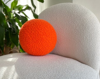 Orange Boucle Ball Deko-Kissen, Teddy Ball Kissen, Verkaufsschlager, Süßes oder Saures, flauschige, Orange, Kürbis