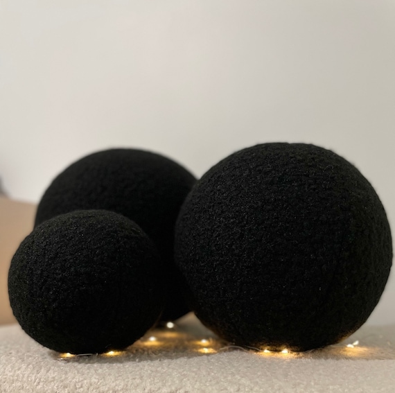 Boucle Black Ball Decorative Pillow, Teddy Ball Cushion,Best seller Home Decor,Round Throw Ball Pillow,teddy ball pillow, gray,fluffy pillow