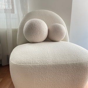 Boucle Light Beige Ball Deko-Kissen, moderne minimalistische, Teddy Ball Kissen, Bestseller Wohnkultur, runder werfen, Cannoli-Creme