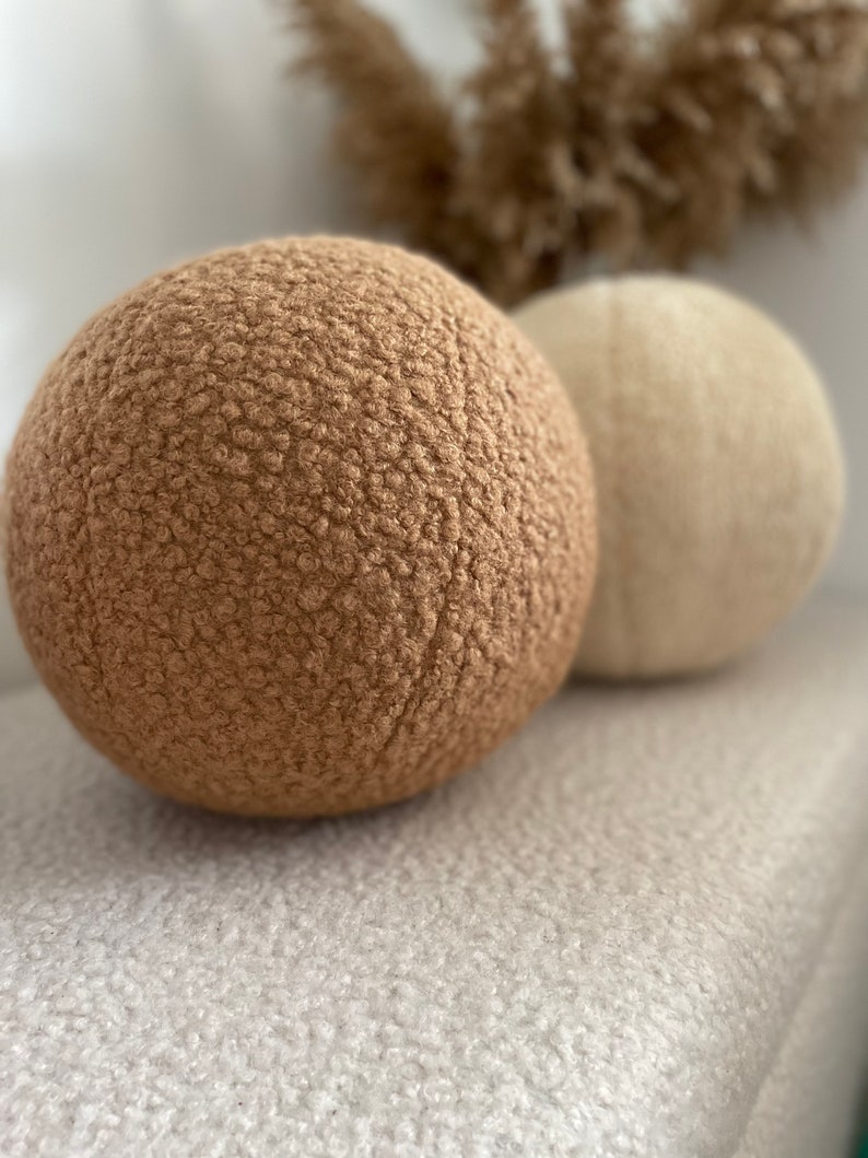 Boucle Ball Decorative Pillow Teddy Ball Cushionbest Seller Etsy