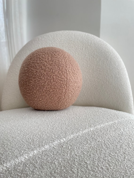 Mocha Mousse of 2025- Boucle Ball Pillow, Teddy Ball Cushion,Best seller, Sphere Cushion, modern minimalism, fluffy, scandinavian, Brown