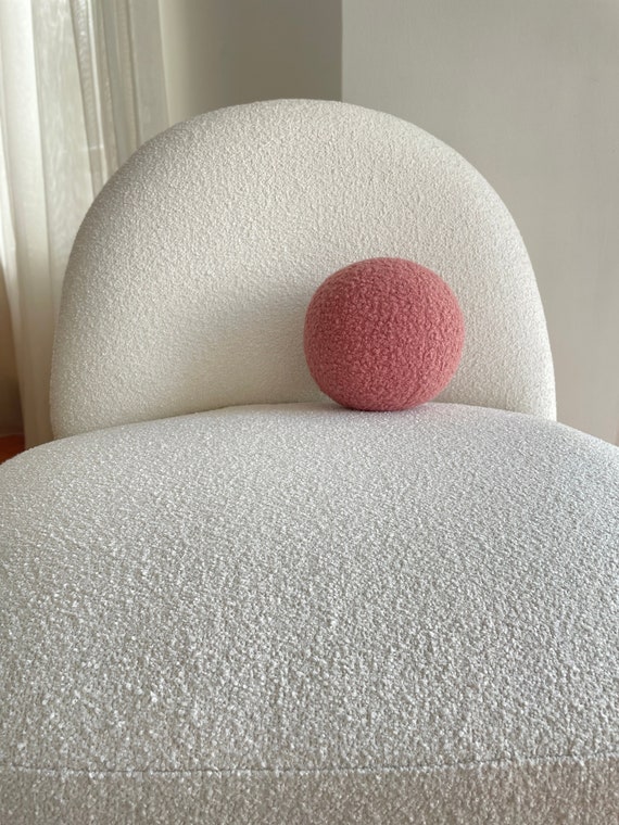 Boucle Ball Decorative Pillow, Teddy Ball Cushion,Best seller Home Decor, modern minimalism, Ashy Pink, Wild Orchid color