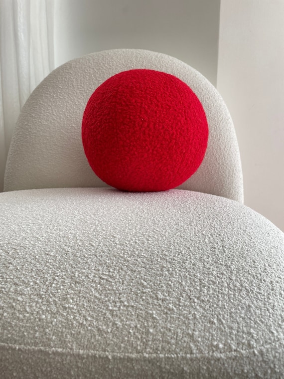 Happy Valentine's Day! Boucle Sphere Cushion, Red Decorative Pillow, Merry Christmas, Best seller Home Decor, modern minimalism