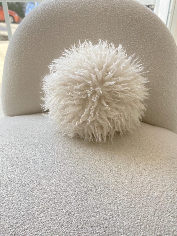 Tibetan Faux Fur Pillow Cover | Cream Textured Cushion | Neutral Accent