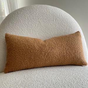Peanut Boucle Pillow - Cozy - Best seller Square - Lumbar Pillow - Case, Cover,Fluffy, Fur Faux, inner cushion