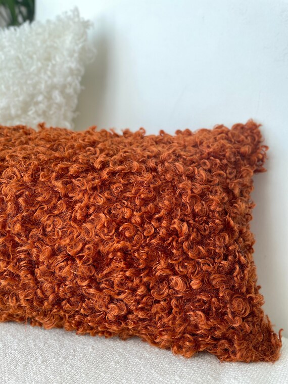 Cinnamon Cushion, Curly Plush Pillow, Decorative pillow cover, Best seller Home Decor, minimalist pillow, terracotta pillow