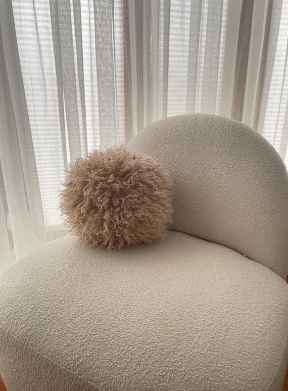 Luxurious Faux Lamb fur Ball Pillows- Tibetan Lamb - Boho, Chic Home Decor