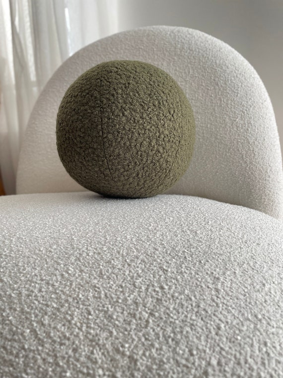 Olive Green New Boucle Ball Pillow,Teddy Ball Cushion,Best seller,Home Decor,modern minimalist, sale, scandinavian