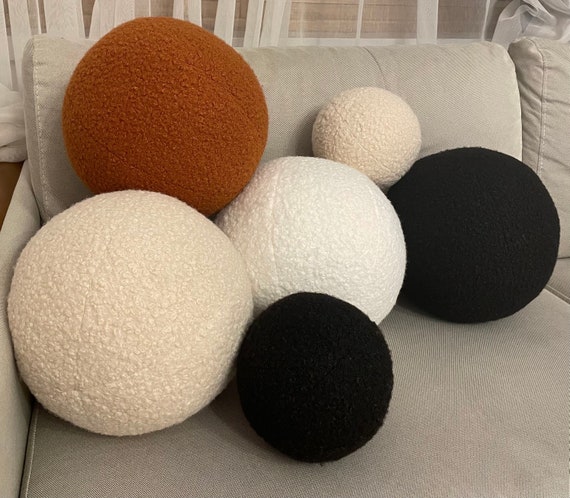 Boucle Cinnamon,  Ball Decorative Pillow, Teddy Ball Cushion,Best seller,  Home Decor,Round Throw Ball , fluffy, cozy