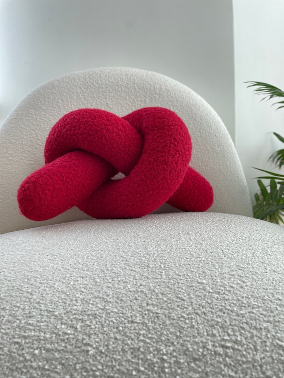 Boucle Ruby Knot Pillow,Love Knot Pillow,Teddy Knot Cushion, Berry decors, Best Seller Pillow, Gift for her, Valentine gifts