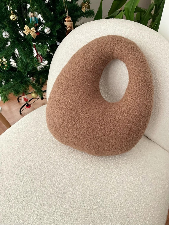 Amorphous Boucle pillow | Mocha Mousse Cushion| Minimalist Decor | Asymmetrical Design | Neutral Earthy Tones