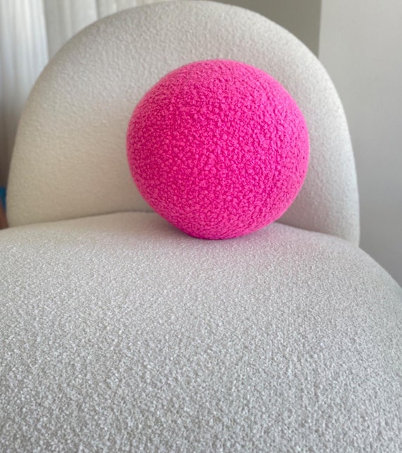 Pink Boucle Ball Decorative Pillow, Teddy Ball Cushion,Best seller Home Decor,modern minimalism, fluffy, scandinavian