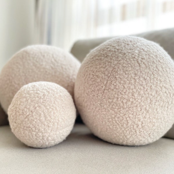 Oreiller décoratif boule en boucle, coussin boule en peluche, décoration d'intérieur best-seller, minimalisme moderne, moelleux, scandinave