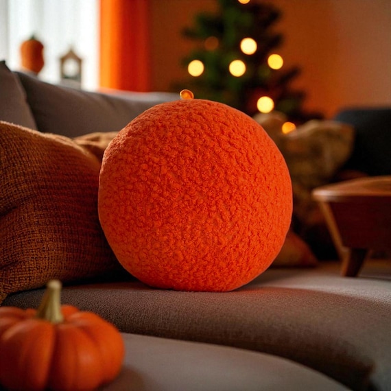 Halloween Orange Ball Pillow – Cozy Pumpkin Inspired