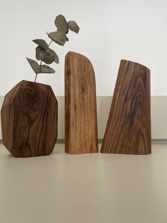 Wooden LARGE Vase - Wabi Sabi- Japandi style-  Dried Flower Vase- Walnut Wood Vase-Unique Decor