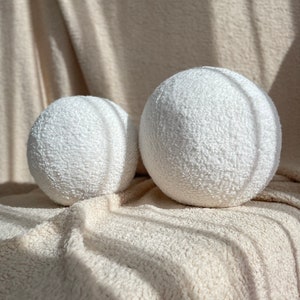 Off White New Boucle Ball Pillow,Teddy Ball Cushion,Best seller,Home Decor,modern minimalist, fluffy,cozy,round