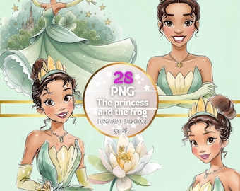 Princess and the Frog Clipart | 28 High-Res Transparent PNGs | Fairytale Clip Art | Commercial Use Included | Instant Digital Download