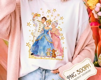 Cinderella, Prince, and Fairy Godmother: Fun Selfie PNG - Prints for T-Shirts and Sweatshirts