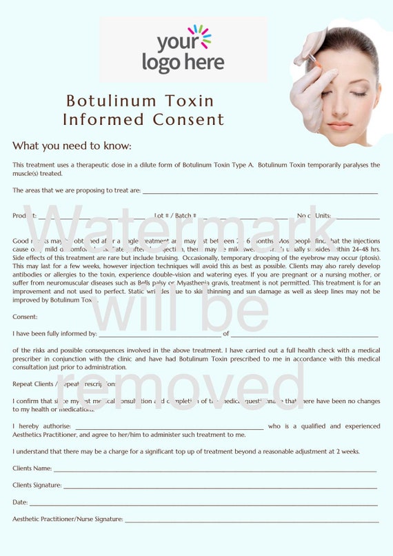 Botox informed consent form appointment notes instant etsy