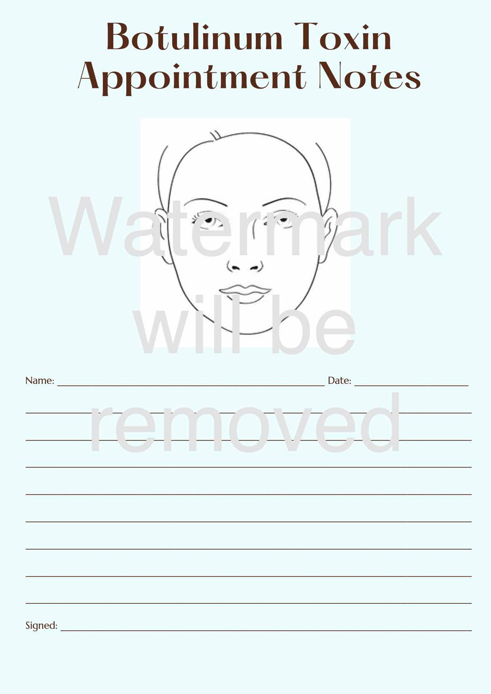 Botox informed consent form appointment notes instant etsy