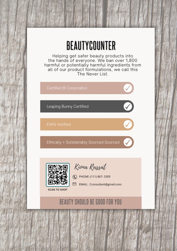 Beautycounter Handout Infographic Checklist | Etsy