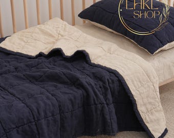 Linen Cot Quilt Blanket, Baby Quilt, Baby Blanket, Any Size Blanket, Nursery Baby Bedspread, Toddler Bedcover, Blanket For Kids, Kid Blanket