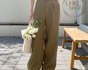 Long Linen Pants, High Waisted Pants, Loose Fit Pants, Linen Trousers, Womens Pants, Soft Pants, Tapered Pants, Linen Shirt, Women Clothing
