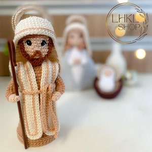 Muñeca de Ganchillo de Natividad, Conjunto de Ganchillo de la Sagrada Familia, Belén Amigurumi, Ganchillo de María y José, Ganchillo de Navidad, Muñeca de Ganchillo del Niño Jesús imagen 7