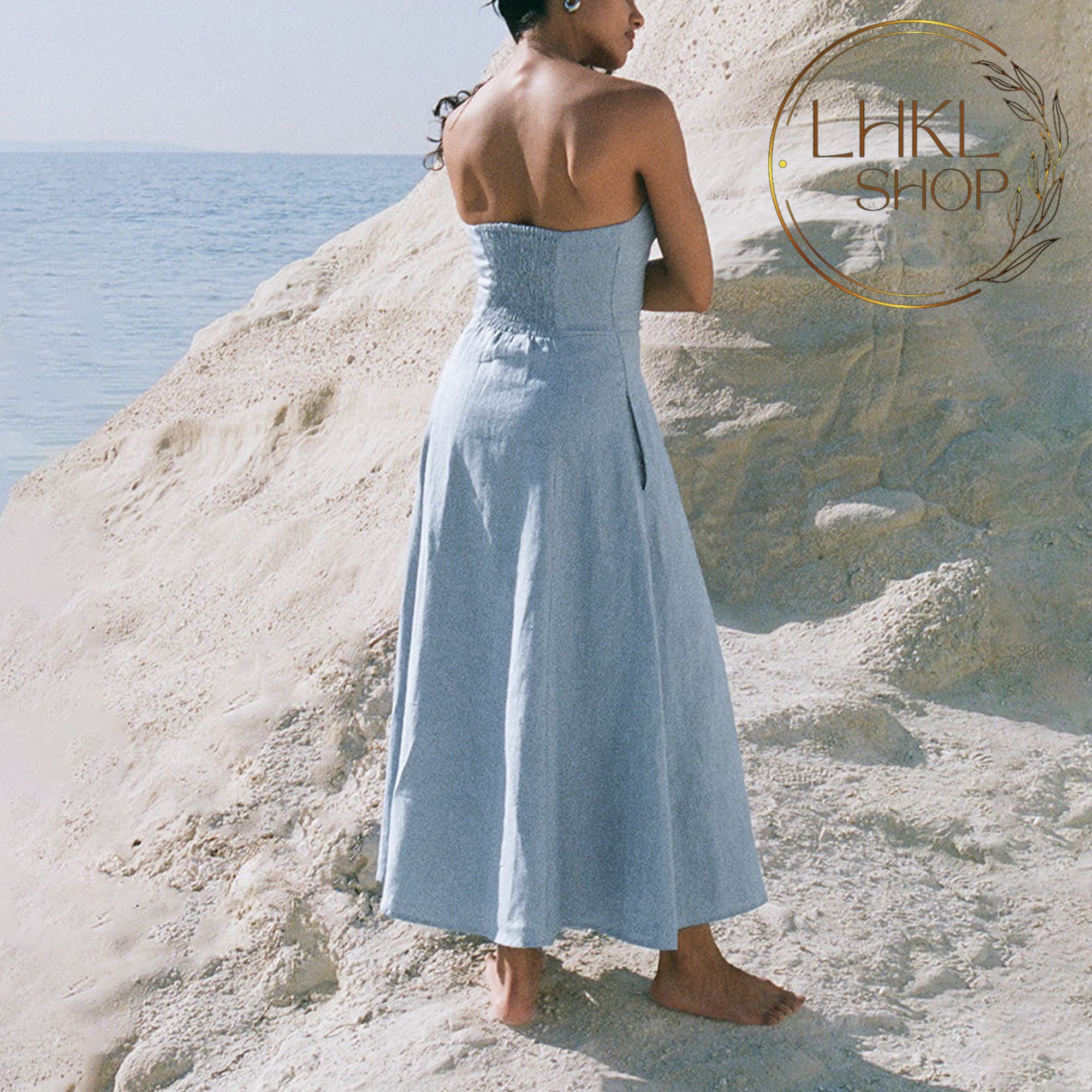 Linen Bustier Dress With Pocket, Long Linen Dress, Full Length Dress, Sleeveless Dress, Maxi Dress, Vintage Dress, Party Dress,Summer Dress