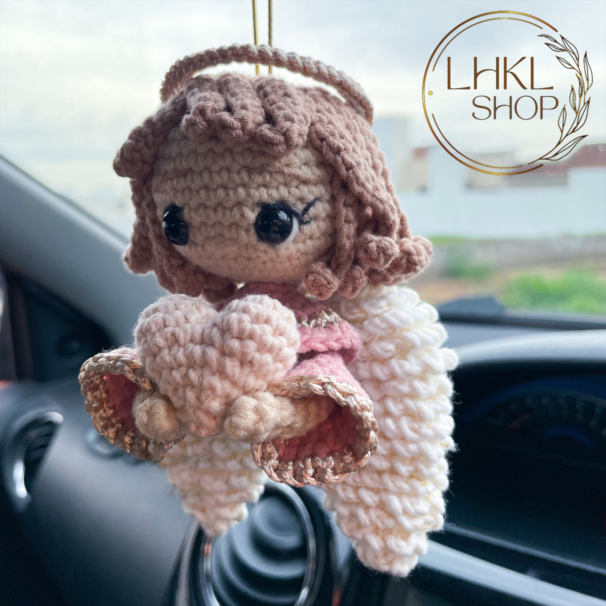 だ*い様 FAKEASFLOWERS ANGEL RAGLAN KNIT CAR Jesus Car Hanging Crochet, Jesus Amigurumi, Jesus Car Charm, Angel