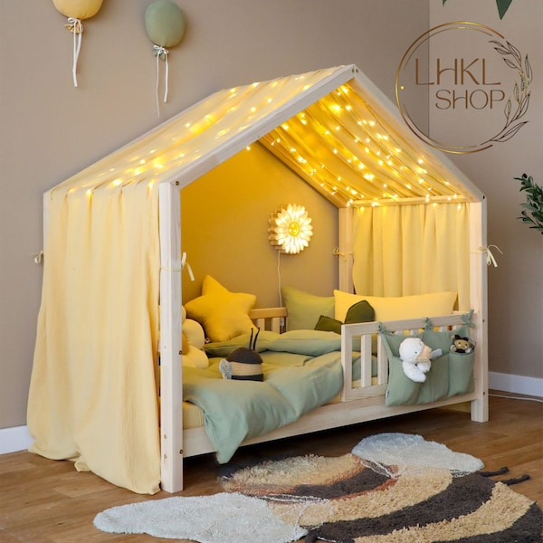 Linen Montessori Bed Canopy, Canopy House Bed, Canopy Tent, Play Tent, Canopy For Crib, Toddler Bed Canopy, Playroom Canopy, Linen Baldachin