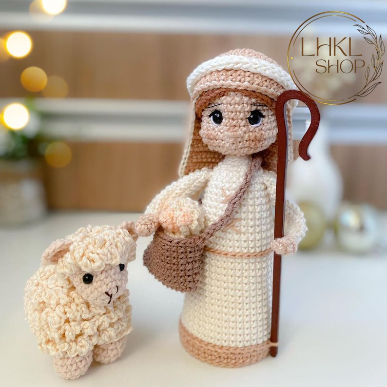 Muñeca de Ganchillo de Natividad, Conjunto de Ganchillo de la Sagrada Familia, Belén Amigurumi, Ganchillo de María y José, Ganchillo de Navidad, Muñeca de Ganchillo del Niño Jesús imagen 6