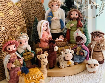 Krippe Häkelpuppe, Heilige Familie Häkeln Set, Amigurumi Krippe, Mary & Joseph häkeln, Weihnachten häkeln, Jesuskind häkeln Puppe