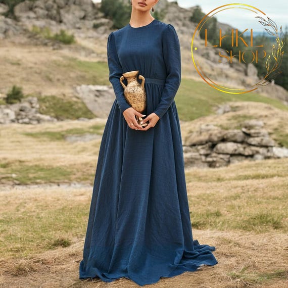 Rustic Linen Maxi Dress, Long Sleeve Dress, Elegant Retro Dress, Full Length Dress, Long Sleeve Dress, Boho Dress, Fall Dress,Romantic Dress Rustic Linen Maxi Dress, Long Sleeve Dress, Elegant Retro Dress, Full Length Dress, Long Sleeve Dress, Boho Dress, Fall Dress,Romantic Dress