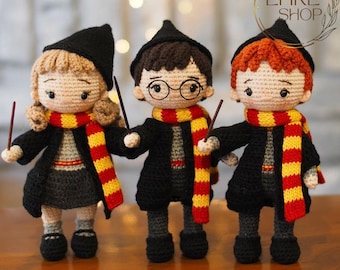Three Wwizard Crochet Doll, Wizard Amigurumi, Witch Doll Amigurumi, Movie Inspired Crochet Toy, Handmade Plushie Doll, Birthday Gift For Her
