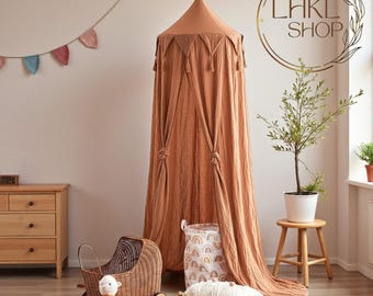 Dosel colgante para cuna, dosel de lino, dosel para cama, dosel para niños, mosquitera para cuna, decoración para rincón de lectura, decoración para habitación de bebé, regalos para niños, dosel para habitación de bebé