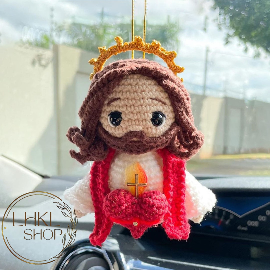 Jesus Car Hanging Crochet, Jesus Amigurumi, Jesus Car Charm, Angel