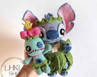 Stitch And Scrump Crochet Doll, Stitch Amigurumi, Blue Alien Monster Amigurumi Doll, Blue Monster Crochet, Gift For Girl, Christmas Gift