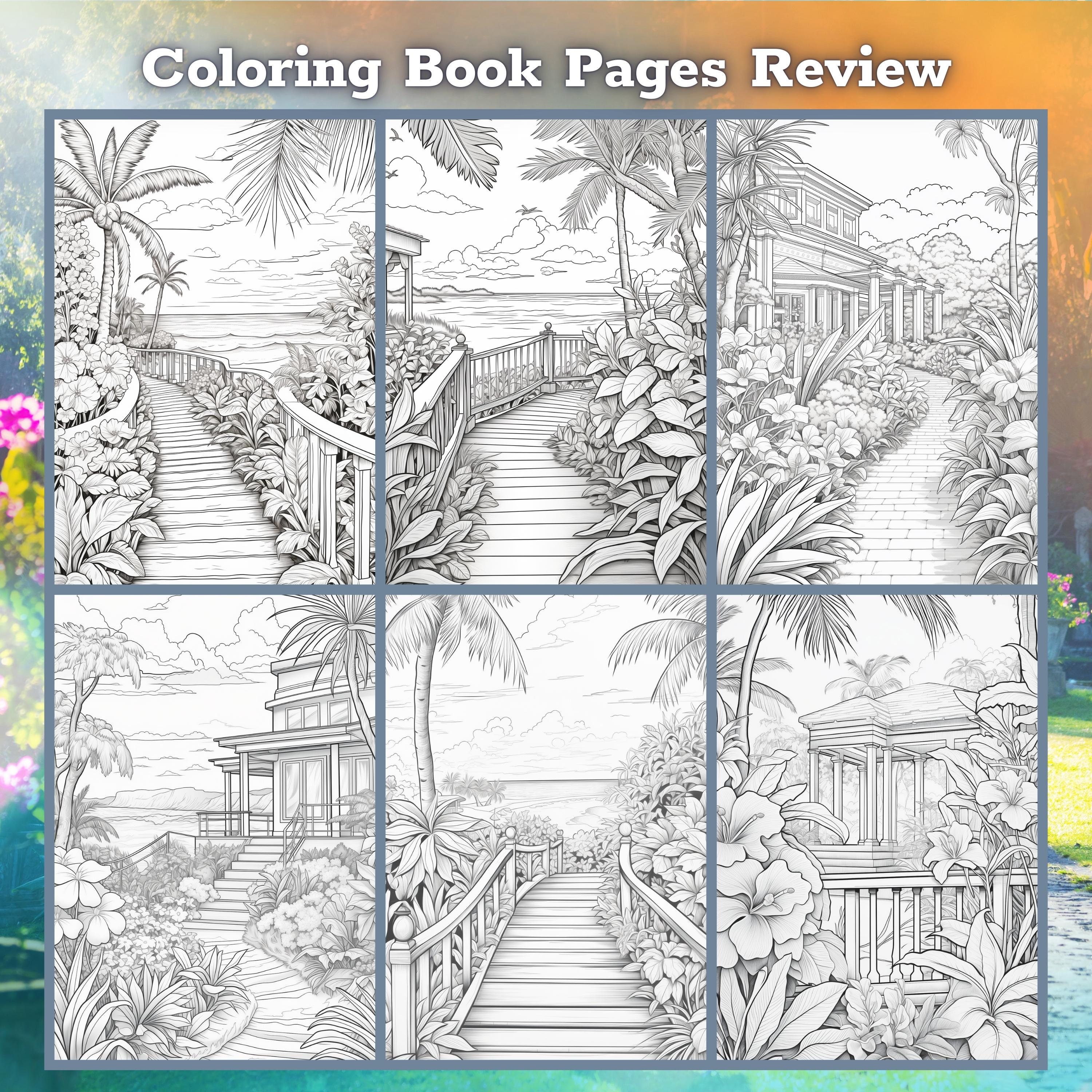 Secret Garden Coloring Book, Adults Kids Instant Download, 50 Grayscale
