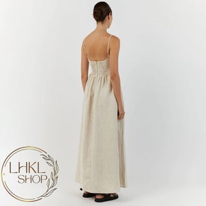 LU.EL DRESS LINEN MAXI SLEEVELESS CENTER TAPE WITH POCKETS SL82410 SHADOW