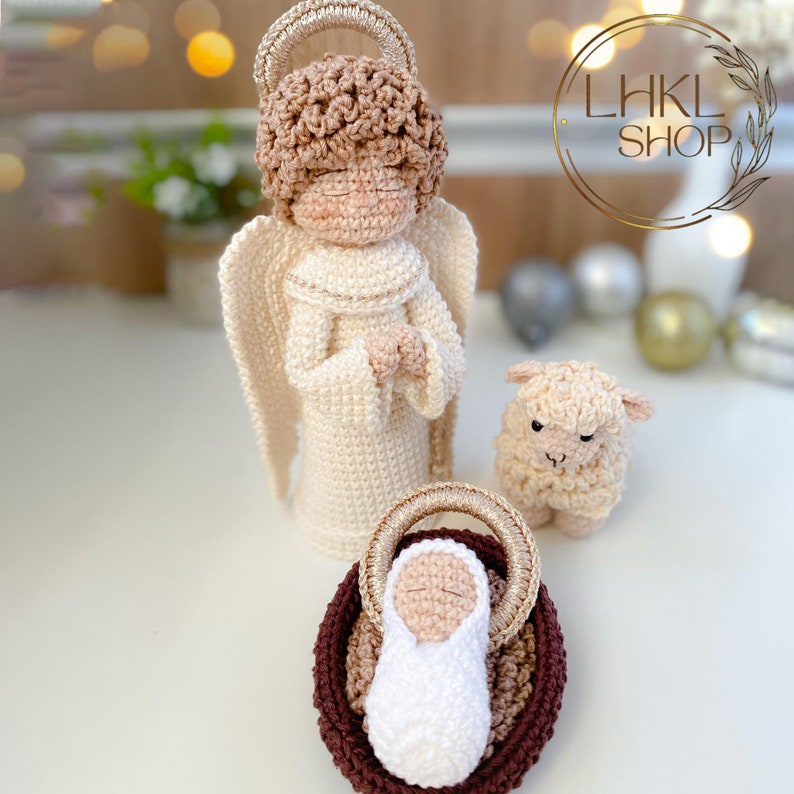 Muñeca de Ganchillo de Natividad, Conjunto de Ganchillo de la Sagrada Familia, Belén Amigurumi, Ganchillo de María y José, Ganchillo de Navidad, Muñeca de Ganchillo del Niño Jesús imagen 5