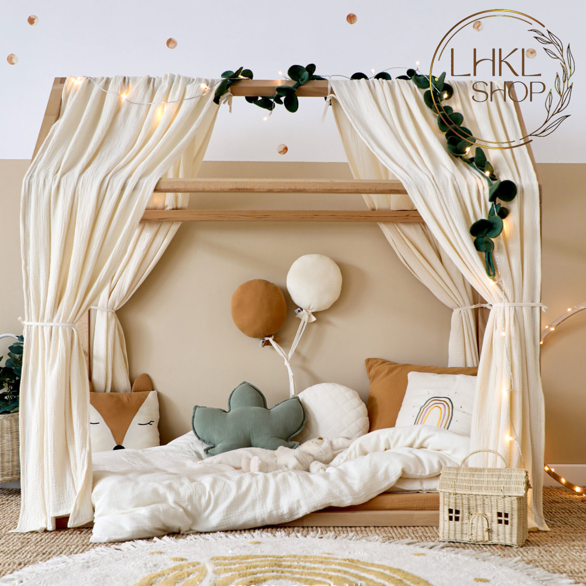 Linen Canopy for Kids, House Bed Toddler, Baldachin Bed Curtains ...